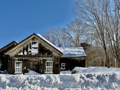 Snow piles up in front of Early Dawn Farm