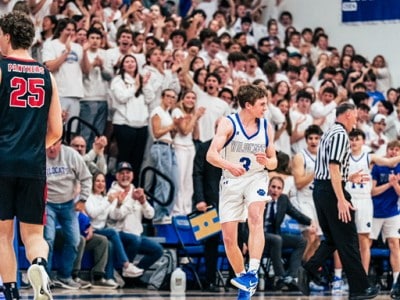 Will McKeever looks behind him in this action shot.