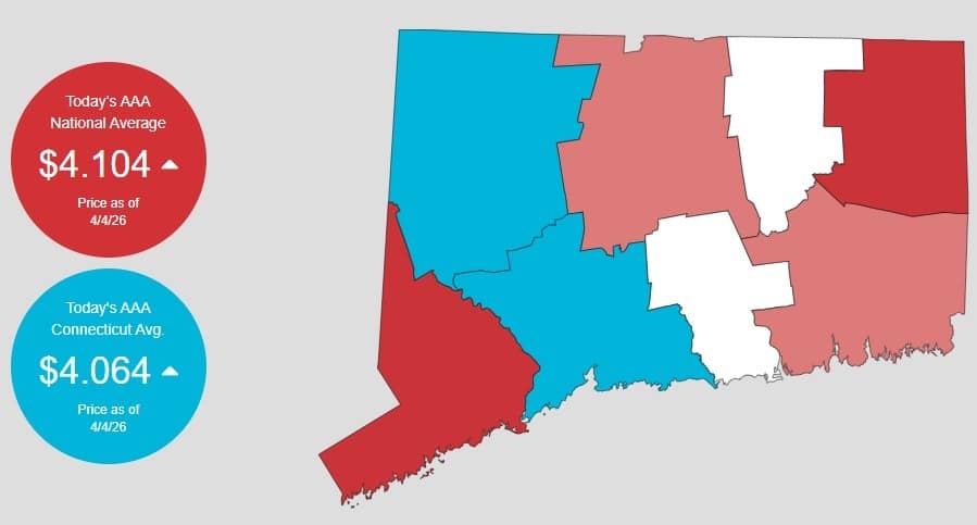Gas Prices Around Lyme and Old Lyme Top $4, Mirroring Statewide Trend